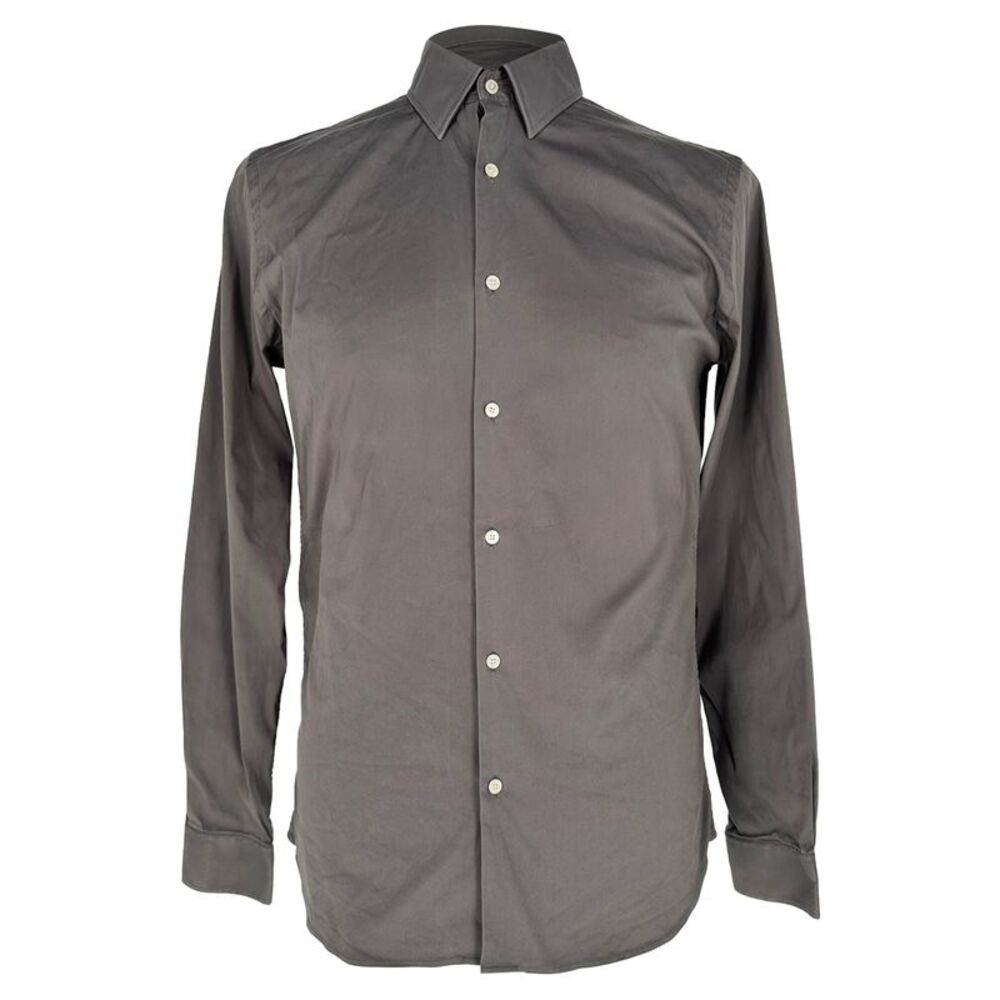 Burberry Button-Down Long Sleeve Shirt in Grey Cotton